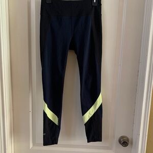 Athleta Black, Yellow And Dark Navy Leggings